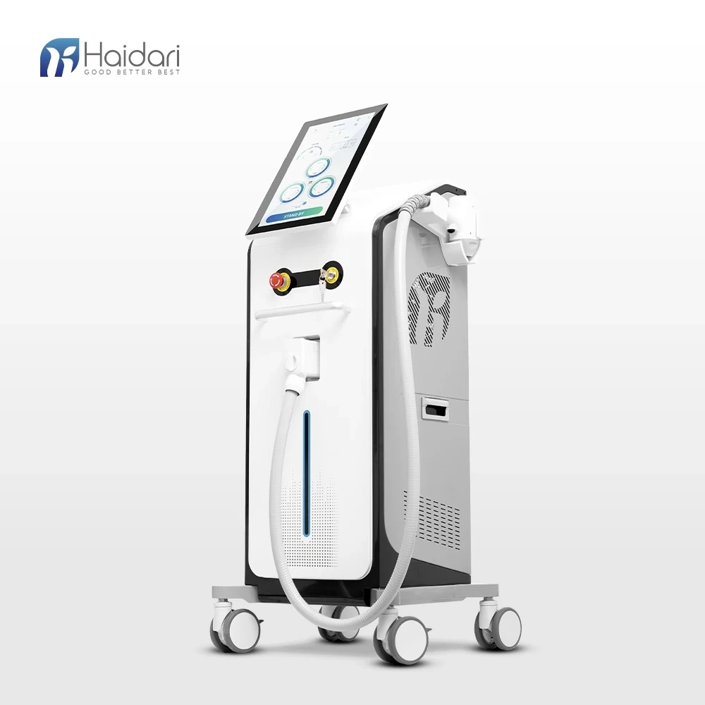 stella pro diode laser hair removal machine freestanding unit with touchscreen, handpiece and three spot size tips